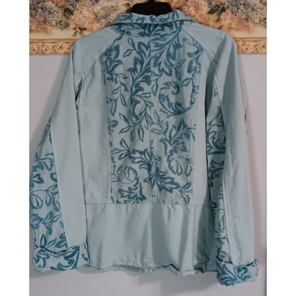 Dear Friends Large Blue Vintage Velour Boho Western Cottage Country Blazer Jacke - Picture 5 of 5